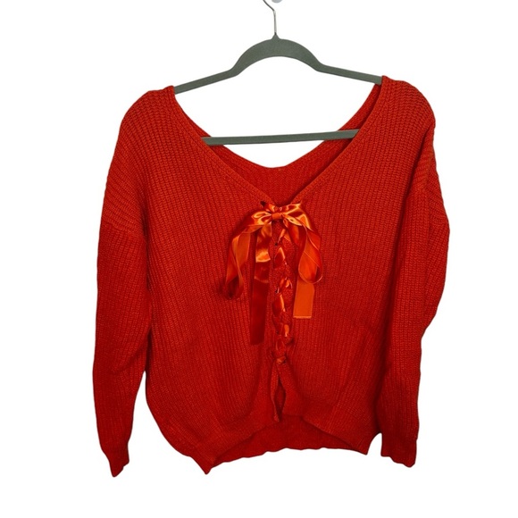 Lili & Lala Deep Orange Lace Back Sweater - Picture 1 of 4